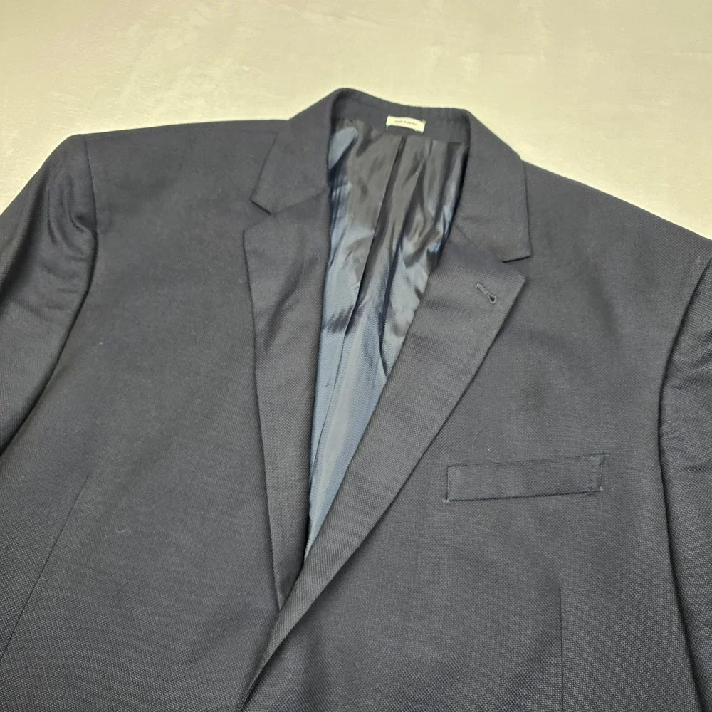 Joseph Abboud Sport Coat Mens 52L 52 Navy Blue Birdseye Blazer Exec‎ Fit Wool